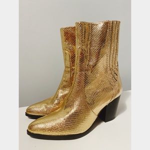 Gold Zara Snakeskin Pattern Boots